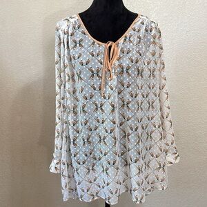 danielrainn Bird Patterned Long Sleeve Blouse